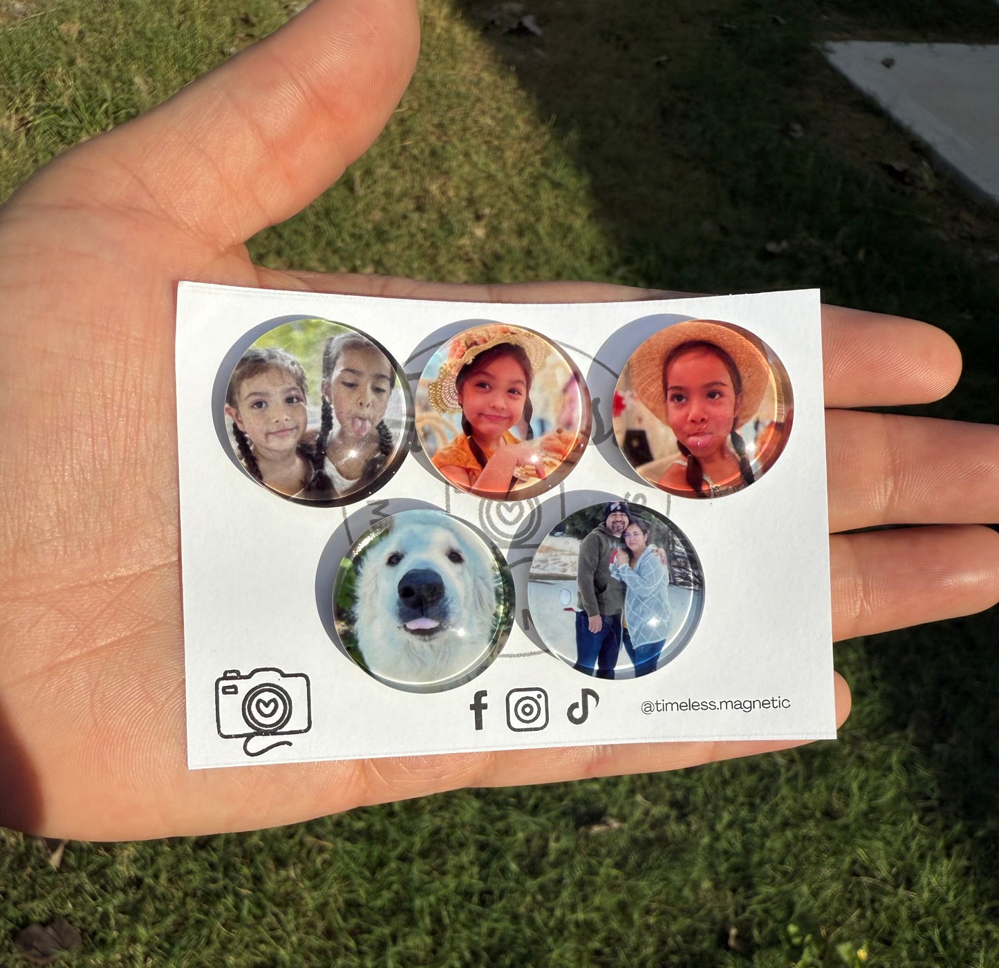 Memory Pebbles - Set of 5 Glass Photo Magnets